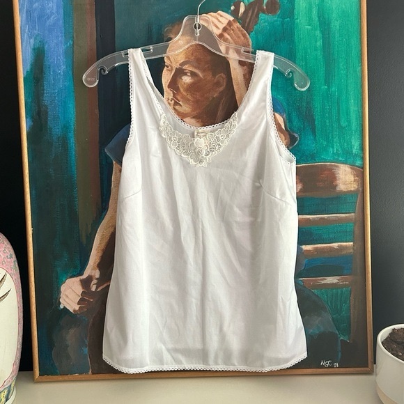 Vintage White Lace Trim Chemise 34 inch - Picture 7 of 14